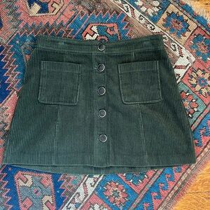 Green Corduroy Zara Button-Front Skirt size M